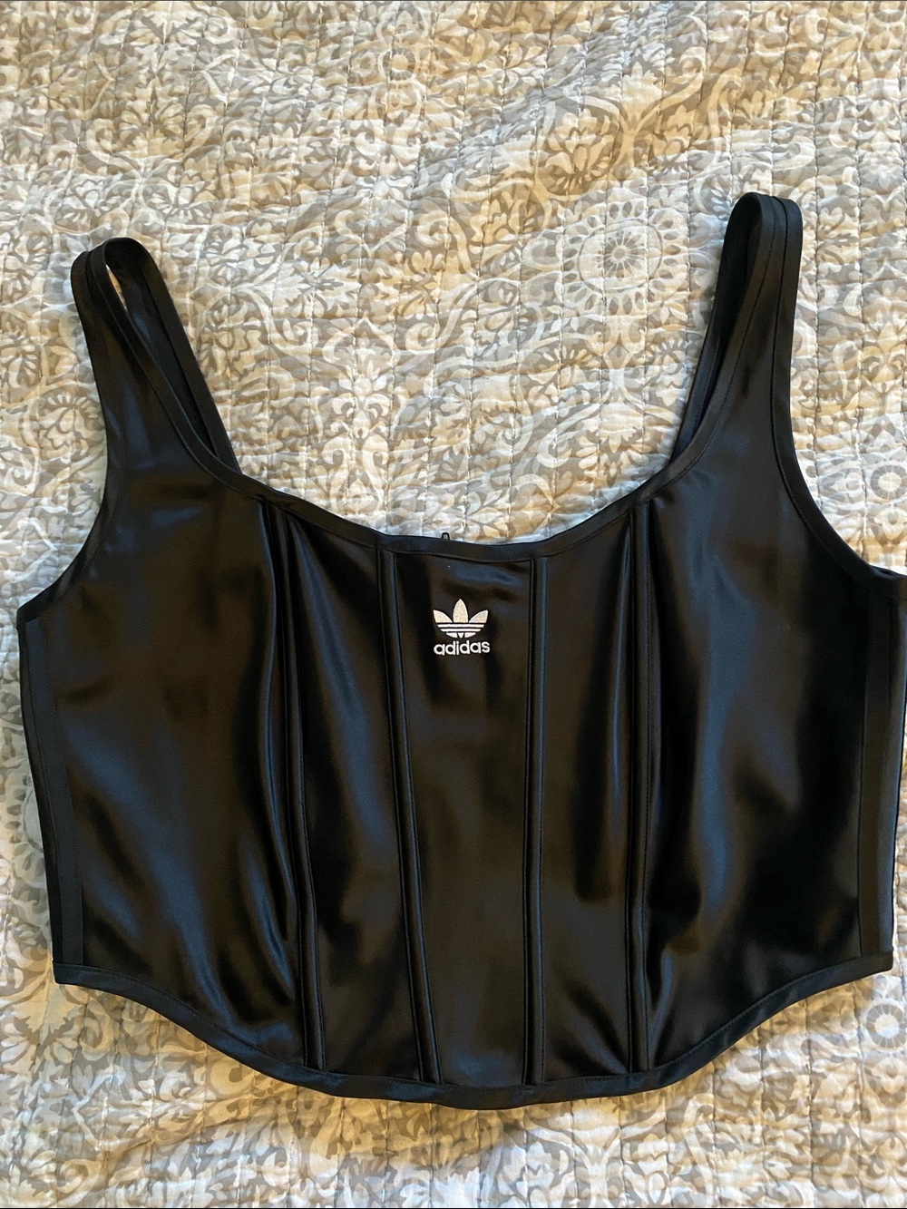 adidas Black satin Corset-Style Tank